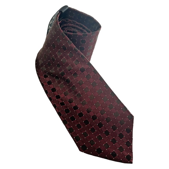Nicole Miller NY Neck Tie Burgundy Micro dot Textured 100% Silk Burgundy NOS - Picture 2 of 11